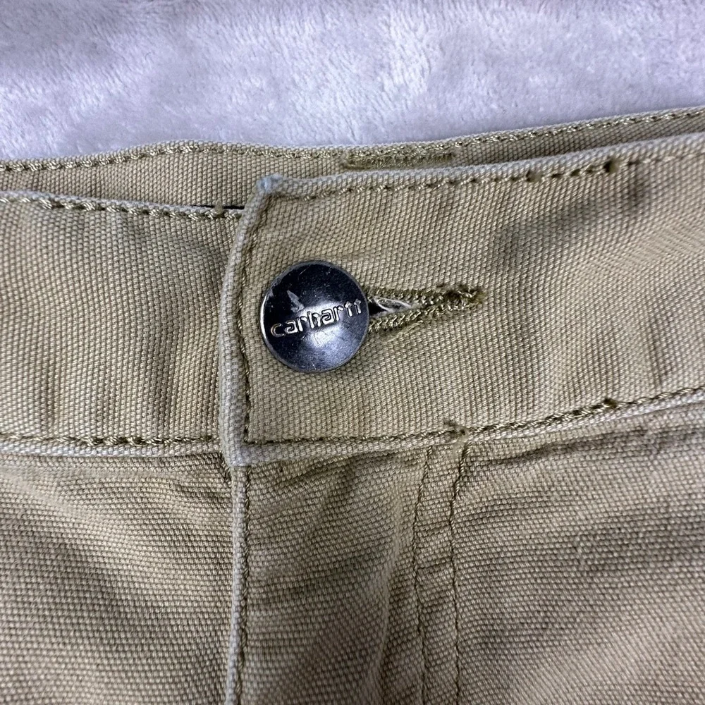 Carhartt Mens Relaxed Fit Cargo Pants Tan Canvas Workwear 40x32 Distressed READ